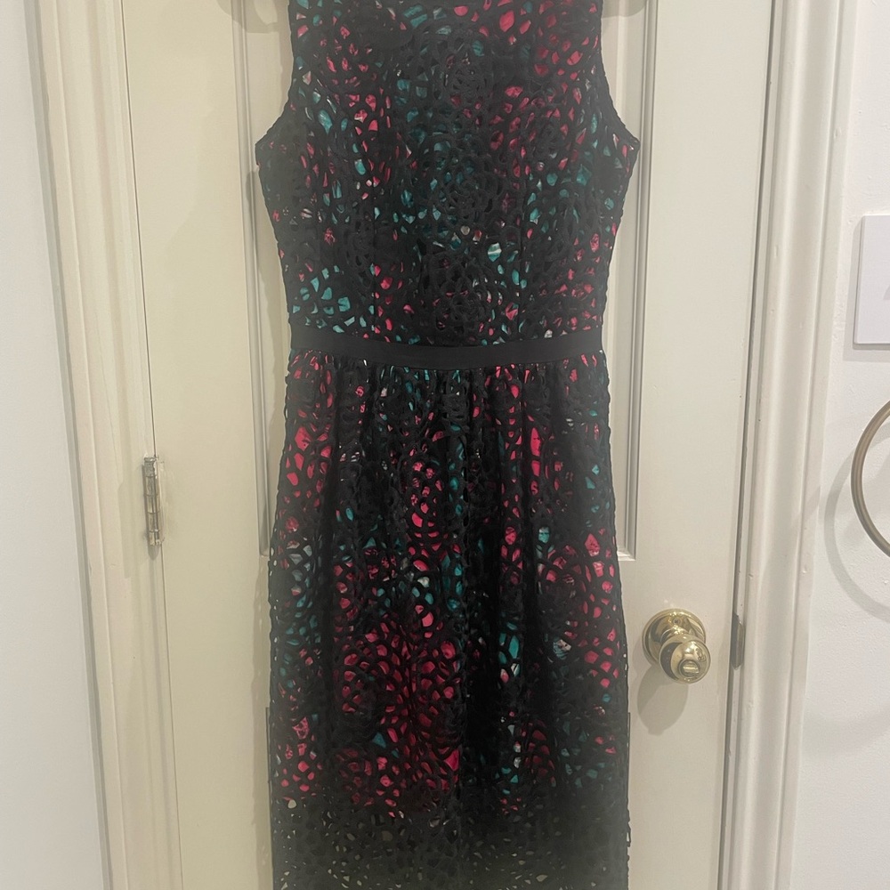 Black and Pink Lace Dress - Anthropologie